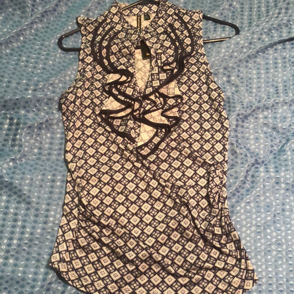 Blue and white patterned dress shirt